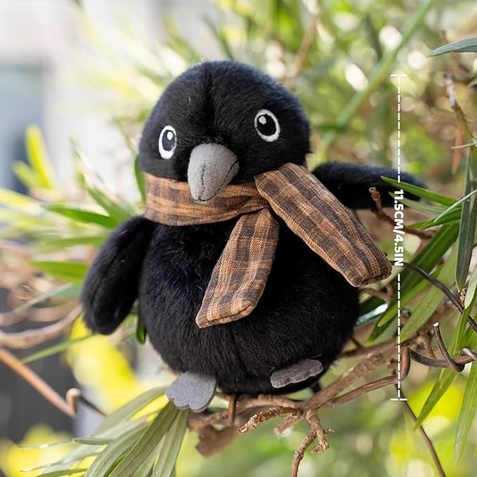 Black Crow Plushies with Shawls Bird Stuffed Animal Bag Pendant Little Crow Stuffed Plush Toy Christmas Birthday Valentine's Day Gift for Kids Girlfrends