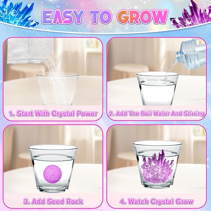 Valentines Gifts for Kids-24 Pack Crystal Growing Kits with Valentine Cards, Fun Classroom Exchange Science Gifts and Party Favors for Boys Girls Teens