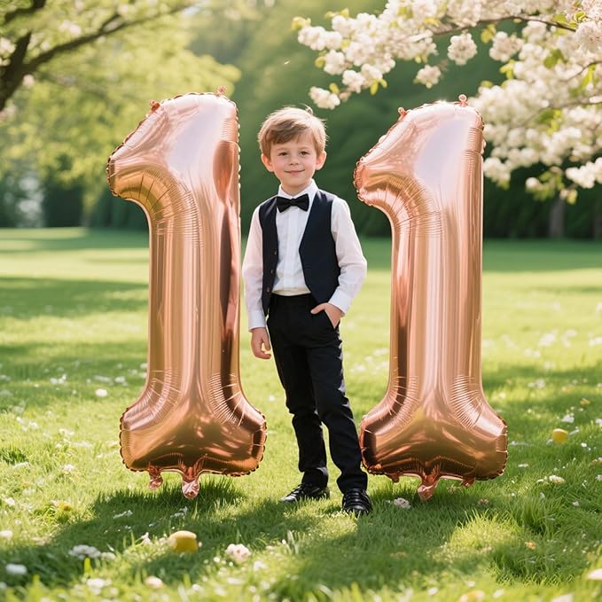 40 Inch Rose Gold Balloon Number 11 Balloon,Jumbo Mylar Foil Helium Balloon for 11 Digital Balloons for Birthday Party,Wedding Anniversary Party Decorations