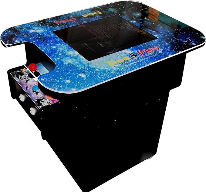 Doc and Pies Arcade Factory Full Size Professional Cocktail Arcade Machine | 60 Classic Games | Original, Classic Design | 2-Player | Full Size LCD Screen, Buttons and Joystick