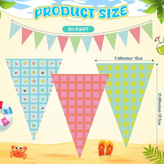 Jetec 5 Pack 49 Ft Pool Party Pennant Banner Pool Party Decorations for Summer Supplies, Backyard BBQ, Luau Supplies, Outdoor Poolside Decor