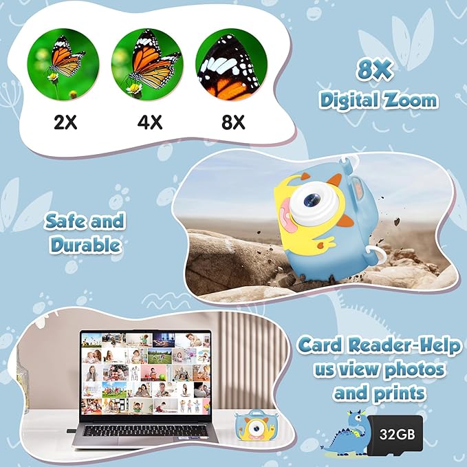Kids Camera with Flashlight & 2.4in Screen, 1080P Dual Lens Toddler Camera - Christmas Birthday Gift for 3-12 Year Old Girls Boys, Kids Digital Camera with 32GB Card & Shockproof Case