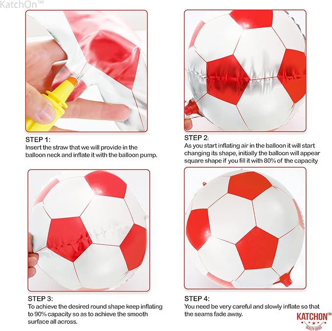 KatchOn, Huge 22 Inch Red Soccer Balloons - Pack of 6, Soccer Decorations | Foil Red Soccer Ball Balloons, Red Senior Night Decorations | Red Soccer Party Decorations | Red Soccer Birthday Decorations