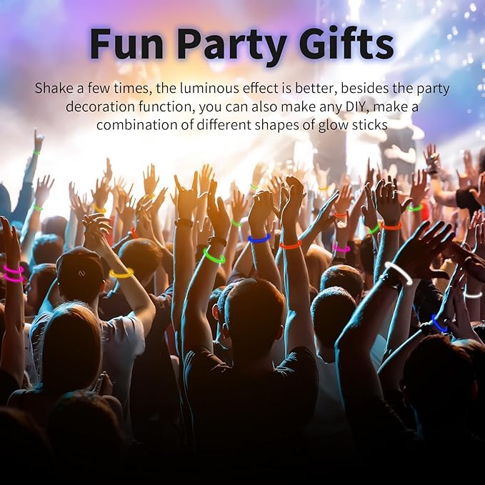 200 Pack 8'' Glow Sticks Bulk Party Favors Yellow Light Up Sticks with Connectors Neon Glow in the Dark Party Supplies Bracelets for Holiday Birthday Party Decoration(Yellow)
