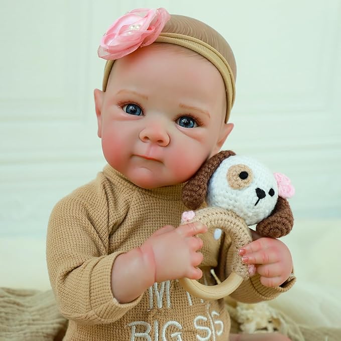 Realistic Reborn Baby Dolls - 20 Inch Cute Real Life Baby Girl Doll, Lifelike Newborn with Full Vinyl Body,Real Baby Dolls with Accessories for 3+ Years Old Kids Gifts