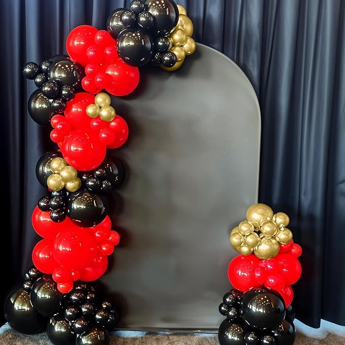 Red Black and Gold Balloons, 12 Inch Red Metallic Gold Black Confetti Balloons with Star Foil Balloon for New Years Party Casino Night Movie Night Birthday Baby Shower Decorations