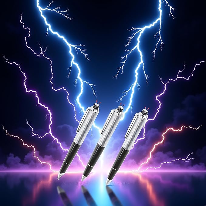 2 Pieces Shock Pen Prank, Silver, Interesting Surprising Prank Items, Lightweight Shocking Practical Joke Shock Pen Toys for Outdoor Novelty and Gag Games