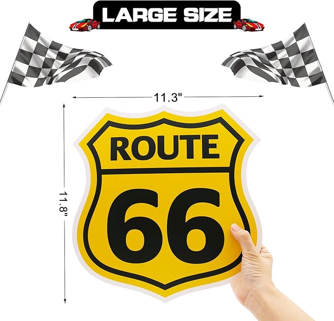 Huray Rayho Race Car Birthday Party Supplies Checkered Flags Racing Happy Birthday Party Signs Cutouts Cars Birthday Party Supplies Let's Go Racing Party Supplies for Kids Race Fans