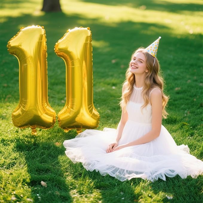 40 Inch Gold Balloon Number 11 Balloon,Jumbo Mylar Foil Helium Balloon for 11 Birthday Digital Balloons for Birthday Party,Wedding Anniversary Party Decorations