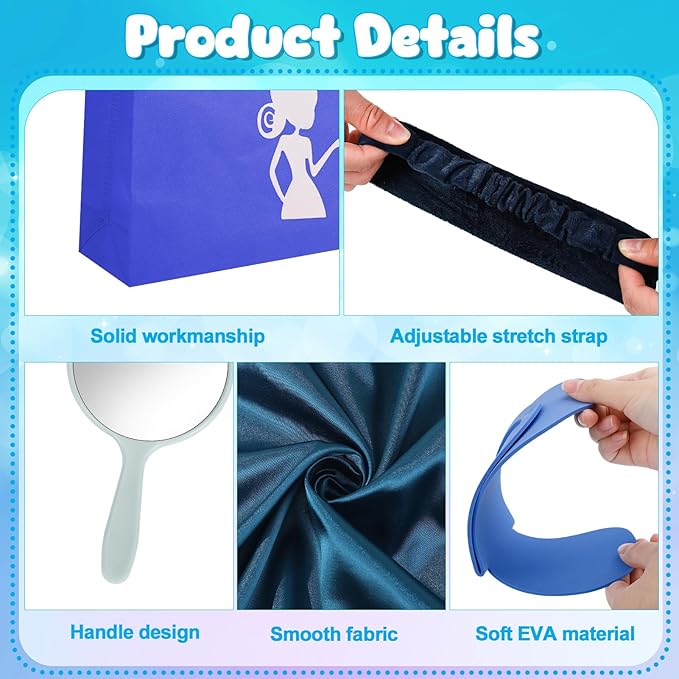 122 Pcs Royal Blue Girls Spa Party Kit, 10-Pack Slumber Party Favors with Satin Robes, Tote Bags, and Nail Salon Accessories for Kids Spa Birthday, Halloween, Home Party Supplies