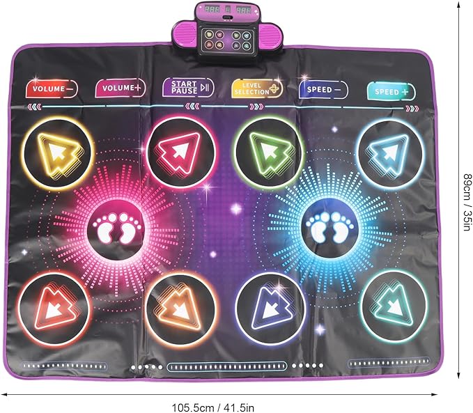 Electronic Dance Mat, Dual Player Dance Pad Built in Music, Interactive Game Mat with Challenging Game Modes, for Kids Home Use