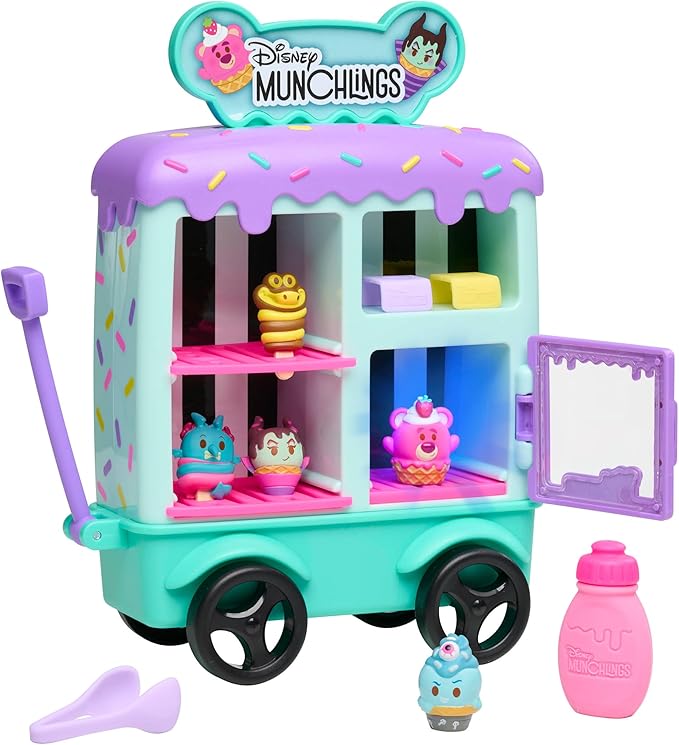 Disney Munchlings Ice Cream Cart, 13-Piece Color Change Figure Playset, Kids Toys for Ages 3 Up by Just Play