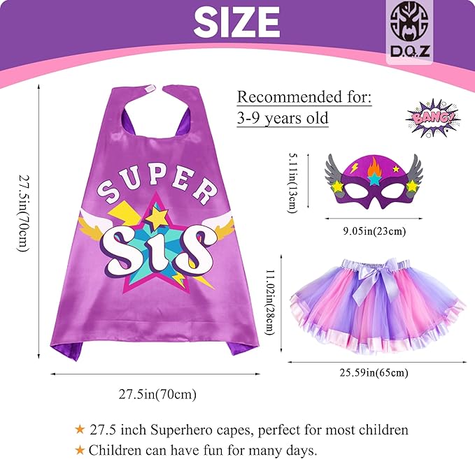 D.Q.Z Super Sisters Gifts for 3 4 5 6 7 8 9 Years Old Girls Dress Up Clothes Pretend Play Toys for Girls Birthday Gifts