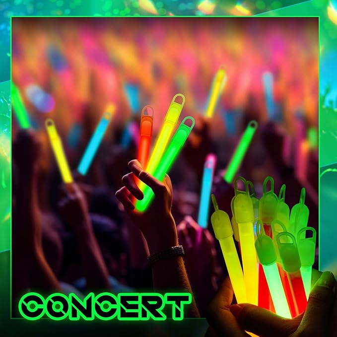 Lewtemi 100 Pack 4" or 6" Bright Glow Sticks Bulk, Glow in the Dark Party Supplies Birthday and Holidays (4 Inch,Colorful)