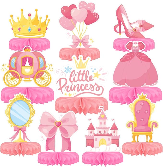 Princess Birthday Party Supplies - Princess Themed Honeycomb Centerpiece ，Table Decorations for Princess Themed Birthday Party Decorations