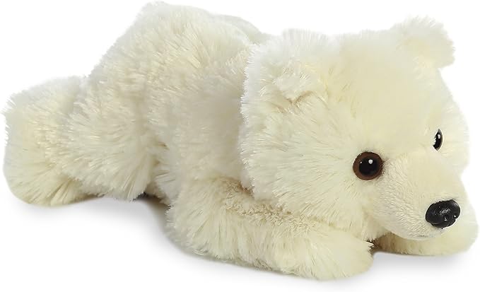 Aurora® Adorable Mini Flopsie™ Polar Bear Stuffed Animal - Mini Companions Ready for Playful Adventures - for Kids All Ages, Toddlers, Adults, and Families - White 9 Inches