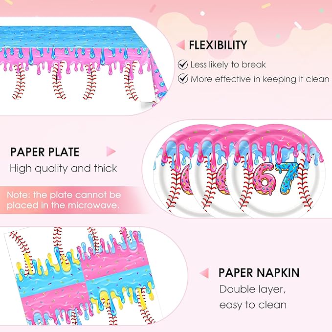 6 7 Birthday Decorations,6 7 meme Party Decorations Includes Dessert Plates and Napkins,Tablecloth,Six Seven Birthday Party Tableware Dinnerware Set Decor for Kids Boys,67 Meme Themed Party Supply