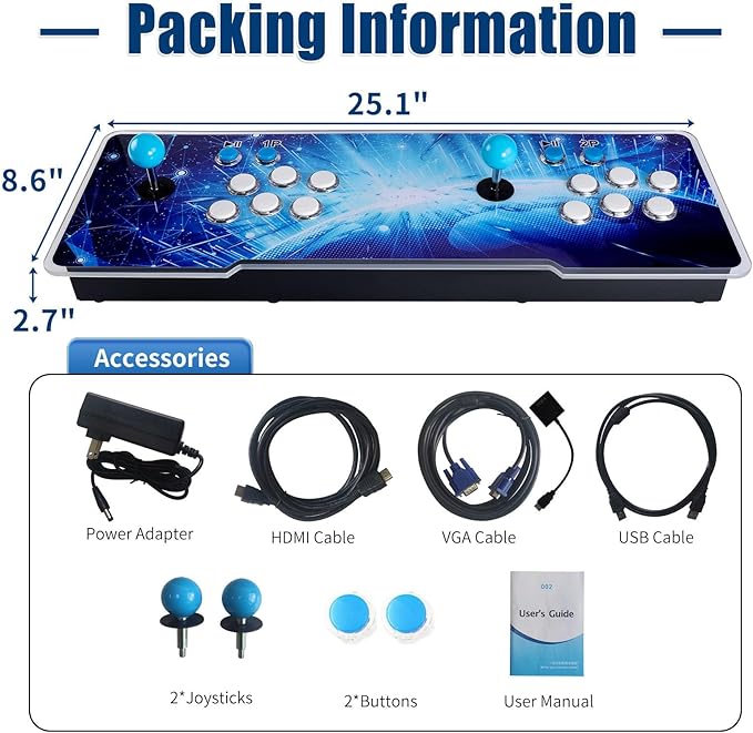 8000 Games 3D Pandora Box Arcade Console, WiFi Function Retro Video Game Machine, 1280x720 HD Output, 4-Player Support