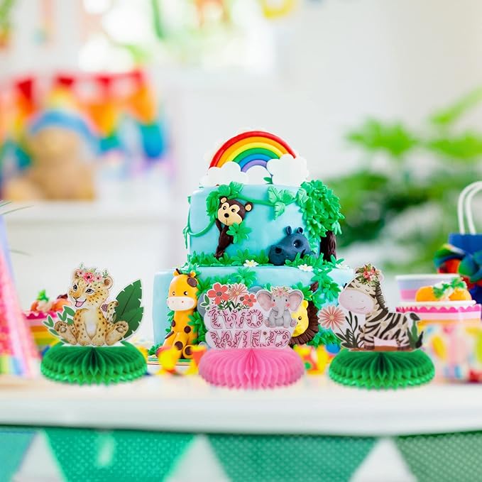Ireer 10 Pcs Two Wild Birthday Party Decorations Safari Table Centerpiece Jungle 2nd Animals Safari Centerpieces for Tables Animals 3D Table Decor for Boy Girl Birthday Baby Shower Party Supplies