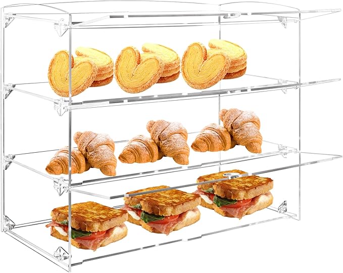 Acrylic Display Case, 3 Tier Large Assemble Display Case for Funko Pop Figures, Dustproof Display Cabinet for Pastries, Donuts, Cupcakes, Alternative Glass Case for Collectibles, Legos, Model Cars