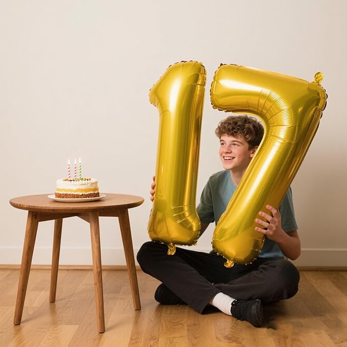 40 Inch Gold Balloon Number 7 First Birthday Jumbo Mylar Foil Helium Balloon for 17 27 37 Birthday Digital for 70th Party Wedding Anniversary Party Decorations