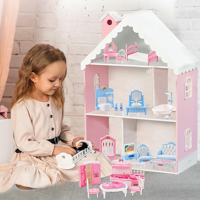 35 Pcs Dollhouse Furniture Accessories Set Mini House Furniture Small Dollhouse Miniature Furniture Play House Accessories 1:12 Tiny Kitchen Bedroom LivingRoom Bathroom Boy Girl Toddler3Y+
