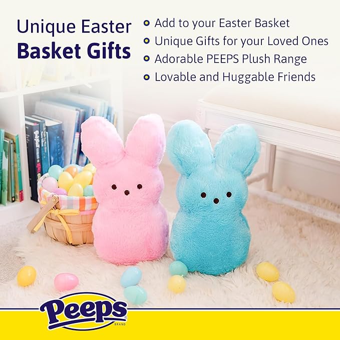 Animal Adventure | 15" Lamé Pink Bunny Peeps Plush | Easter Basket Stuffed Animals for Kids | Marshmallow Candy | Huggable Ultra Soft Plushie Stuffers Toy | Collectable Gifts | Aged 3+