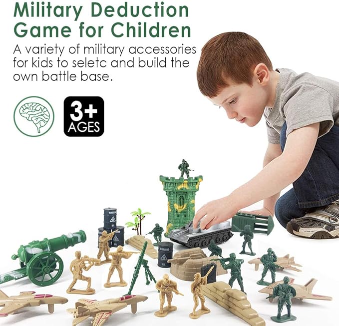 Army Men Toys for Boys 8-12, Military Soldier Army Base 160 Pcs Set Including WW2 Khaki Green Plastic and Accessories with Handbag for Kid