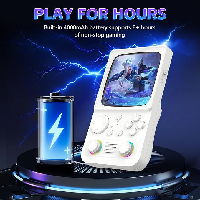 R36TMAX Retro Handheld Game Console, 4.0 Inch IPS HD Screen Retro Gaming Console, Handheld Game Console with 18000+ Classic Games, Supports WiFi Networked Fighting and OTG, Built-in 64G-Pearl White