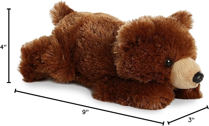 Aurora® Adorable Mini Flopsie™ Grizzly Bear Stuffed Animal - Mini Companions Ready for Playful Adventures - for Kids All Ages, Toddlers, Adults, and Families - Brown 9 Inches