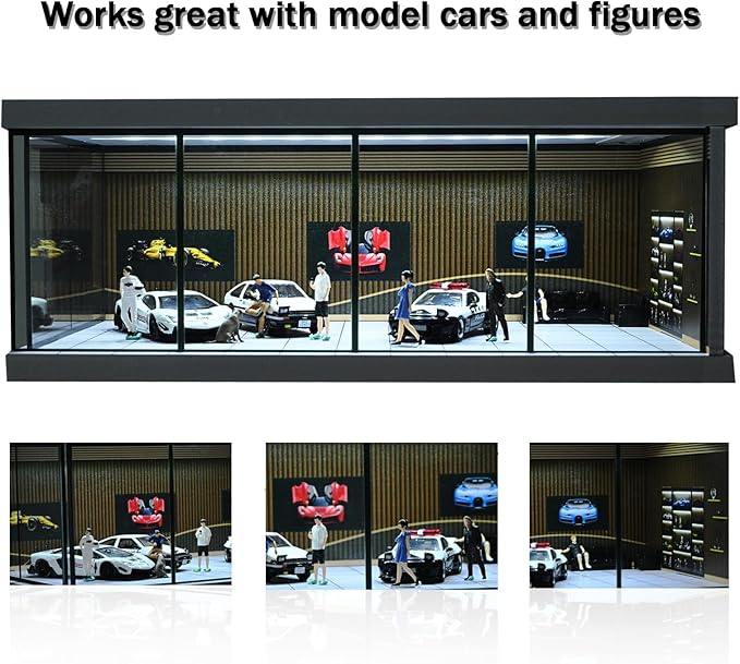 1/64 Diorama Car Garage Model,with LED Lighting City Car Showroom Model Car Parking Lot Storage Model,for 1/64 Scale Diecast Model Car,Scene Display Model Collection Gift (Showroom)