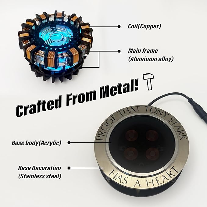 Arc Reactor MK1 Levitating 1:1 Scale Floating and Spinning LED Tech Decor,Desk Display, Unique Gift (MK1)