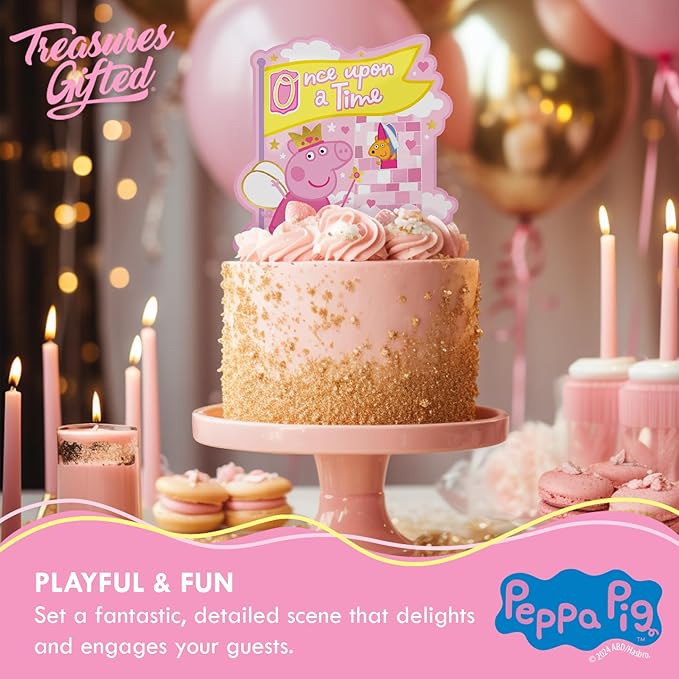 Treasures Gifted Officially Licensed Princess Peppa Pig Birthday Party Supplies - Peppa Pig Cake Toppers & Decorations - 1 Cake Topper & 24 Cupcake Toppers & Wrappers