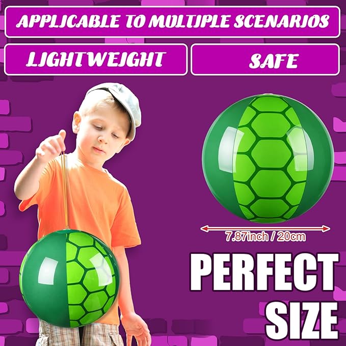 12 Pcs Turtle Party Favors Punching Balloons for Kids Green PVC Inflatable Punch Balloon Goodie Bags Stuffers Turtle Cartoon Birthday Party Supplies Decorations