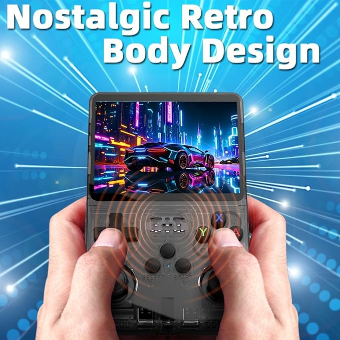 R36S Retro Handheld Gaming Console, 3.5 Inch IPS Screen, 22000+ Games Pre-Loaded, 128GB Storage, 26 Emulators, 3500mAh Battery, Linux System (Red, 128, GB)