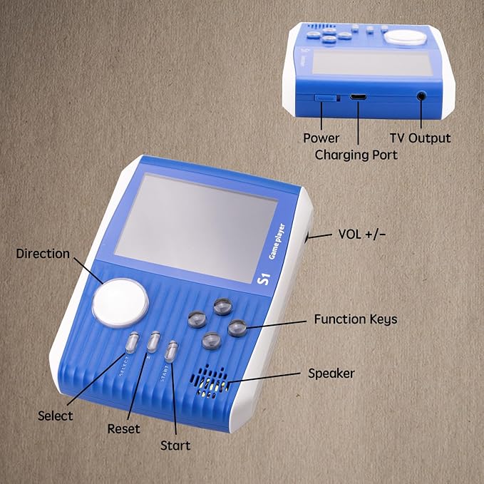 Retro Game Console Handheld, Mini Handheld Game Console for Kids with 666 Classic Retro Games, 1020mAh Rechargeable Battery, 3 Inch Screen Gameboy, Birthday for Boy Girl (Blue)