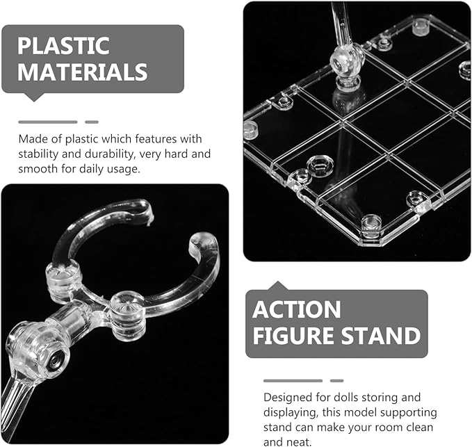 Figure Stand Set Clear Plastic Action Figure Holder with Stable Base for Displaying and Organizing Toy Models and Collectible Figurines