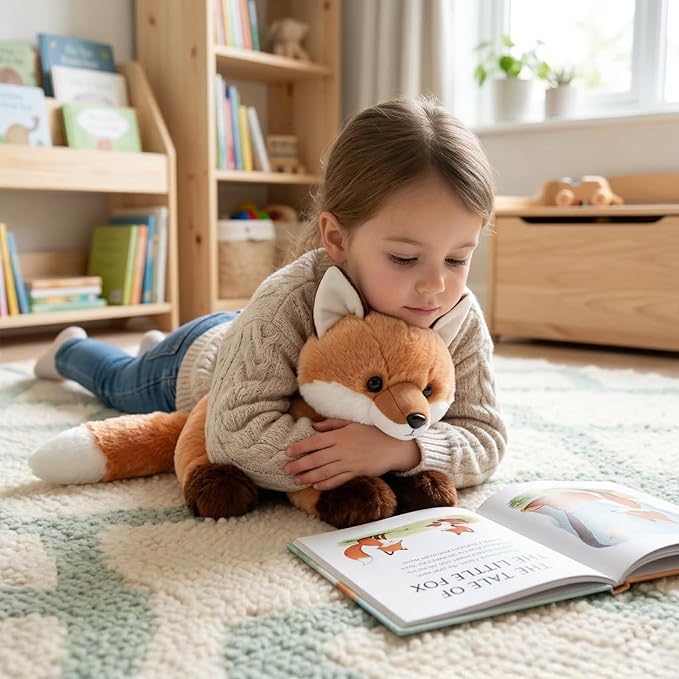 Cute Red Fox Stuffed Animal Plush Toy with Big Soft Tail for Kids Boys Girls Birthday Bedtime Gift, 13 inches
