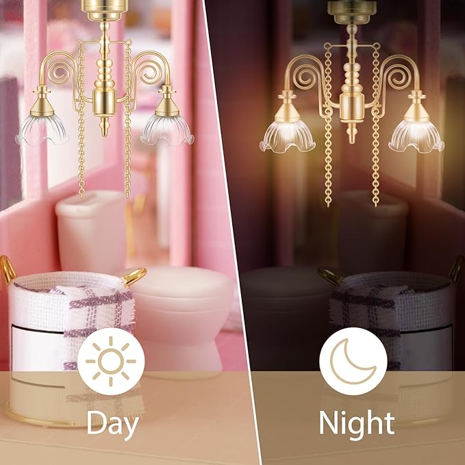 NUOBESTY Dollhouse Ceiling Lamp, 1pc Dollhouse Hanging Lights Led Miniature Doll House Light Battery Operated for DIY Doll House Furniture Accessories