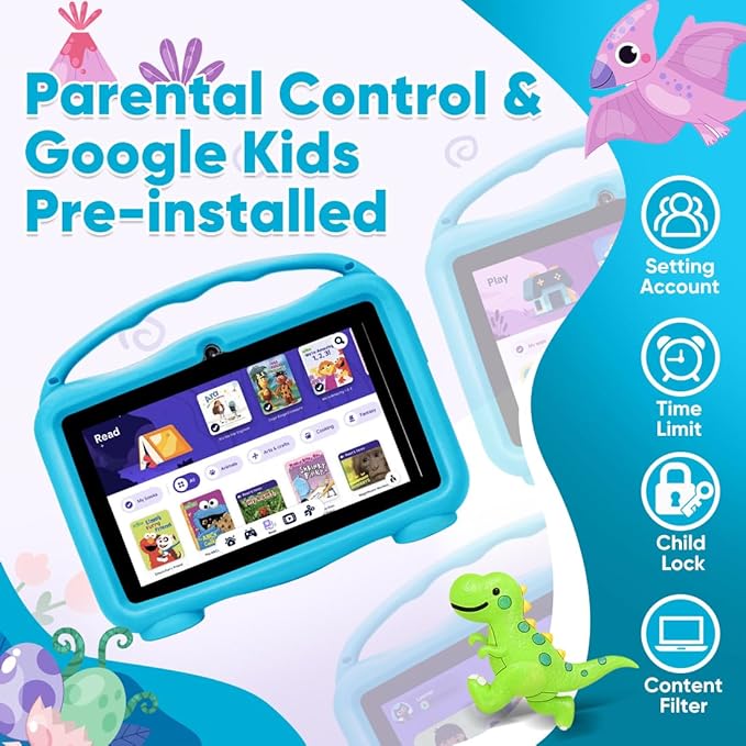 Kids Tablet, 7 inch Tablet for Kids, Educational Learning Toddler Tablet Android 15, 8(3+5) GB RAM+32GB ROM Storage, WiFi for Baby Girl boy Present 3-10(Blue)