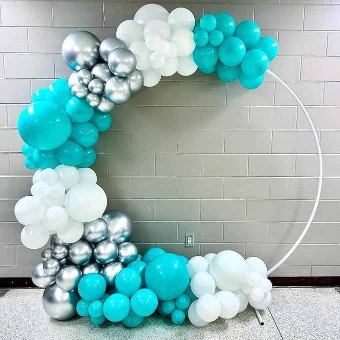 Paready Teal Blue Balloons Set, 50pcs 12 Inch Turquoise Metallic Green Confetti Silver White Balloons For Wedding, Bridal Shower, Engagement, Birthday
