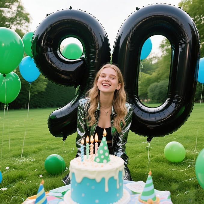40 Inch Black Number 90 Digital Balloon,Jumbo Mylar Foil Helium Balloon for 90 Balloons for Birthday Party,Wedding Anniversary Party Decorations