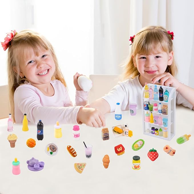 100Pcs Miniature Foods Mini Food Miniature Doll House Accessories Small Resin Doll Food Dollhouse Food Set for Pretend Play Kitchen