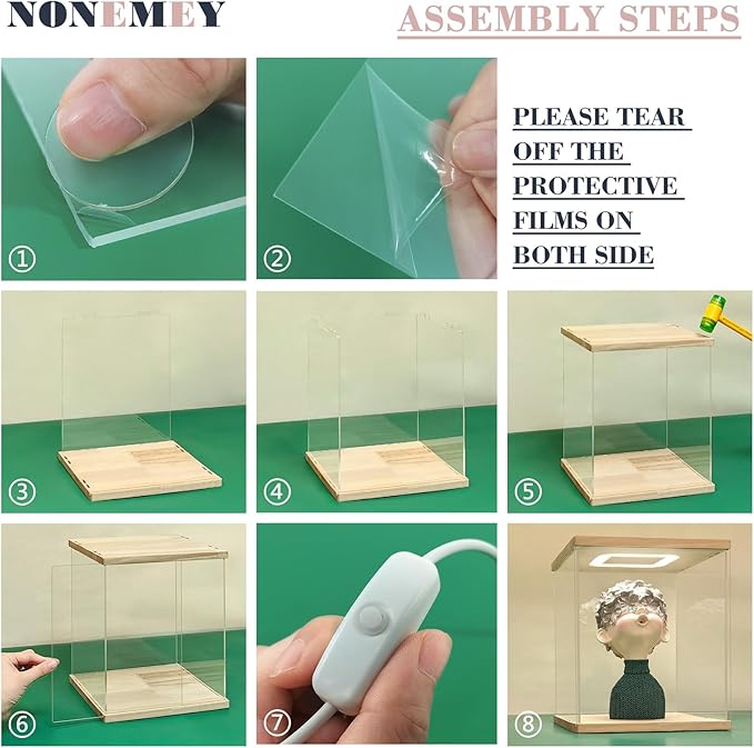 NONEMEY Acrylic Display Case for Lego 75328，Assemble Clear Acrylic Display Case Stand Dustproof Protection Showcase Organizer Box for Action Figures (7.8x7.8x9 inch, 20x20x23cm)