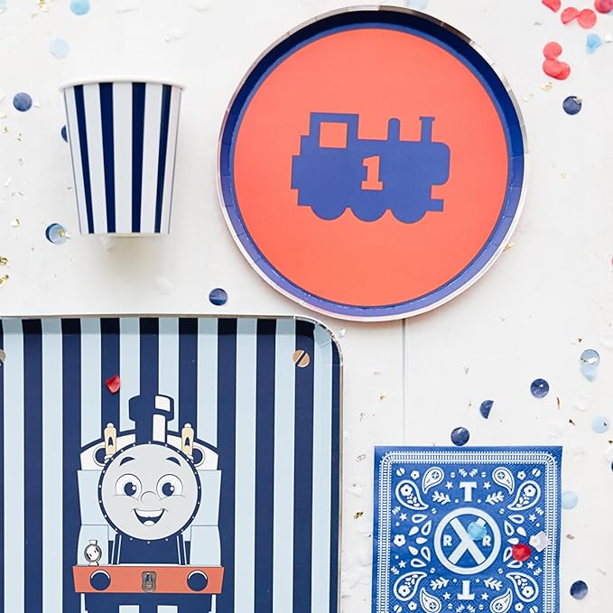 Bonjour Fete THOMAS & FRIENDS Assorted Small Plates - THOMAS & FRIENDS Train Theme - Birthday Party Supplies - Small Disposable Paper Plates - Officially Licenced - 8.25" (8 Pack)