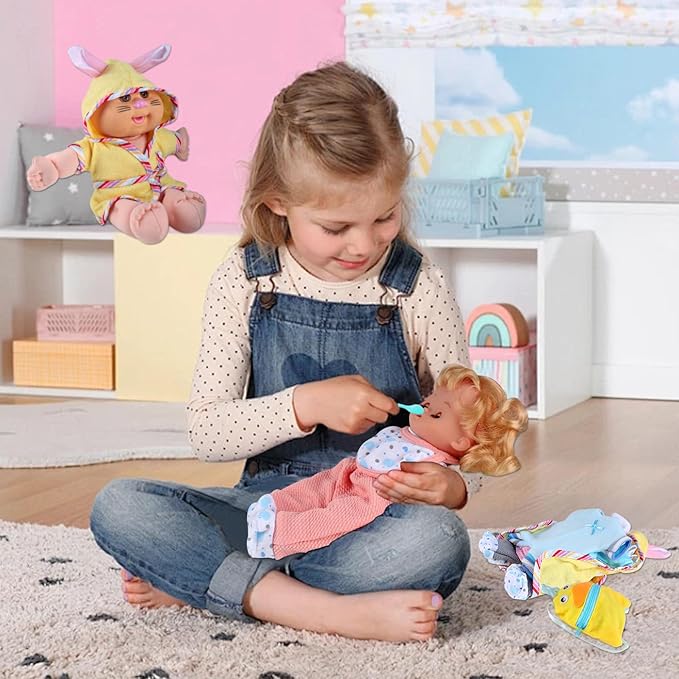 8pcs for 8-9-10 Inch Baby Doll Clothes Dress Newborn Baby Doll Accessories Gown Costumes Outfits with Schoolbag Xmas Gift-wrap