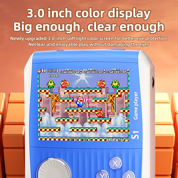 Portable Handheld Games Retro Mini Video Games，Handheld Game Console with 666 Classical FC Game 3.0" Color Screen，Birthday for Boys Girls and Adults (S1-Blue)