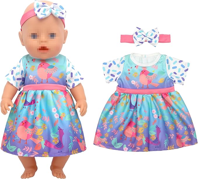 SOTOGO 5 Sets Doll Clothes Outfits Jumpsuits with Hats for 14 to 17 Inch New Born Dolls, American 18 Inch Dolls Clothes and Accessories