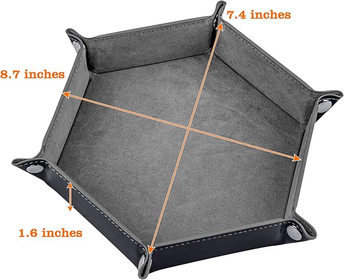 SIQUK 2 Pieces Dice Tray PU Leather Dice Folding Hexagon Tray Dice Holder for Dice Games Like RPG, DND and Other Table Games (Pink, Gray)
