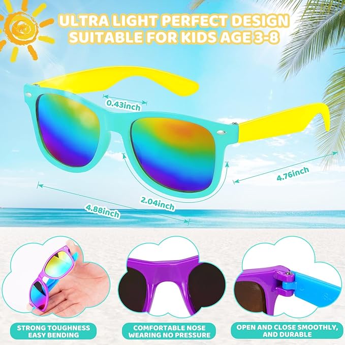 SCIONE 24Pack Kids Sunglasses Party Favors for Birthday Graduation Party Supplies, Beach Pool Party, Valentines Gifts